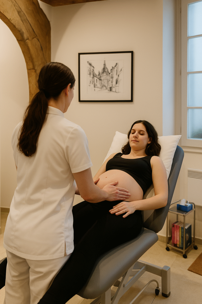 l'ostéo caroline ferrand à paris manipule une femme enceinte